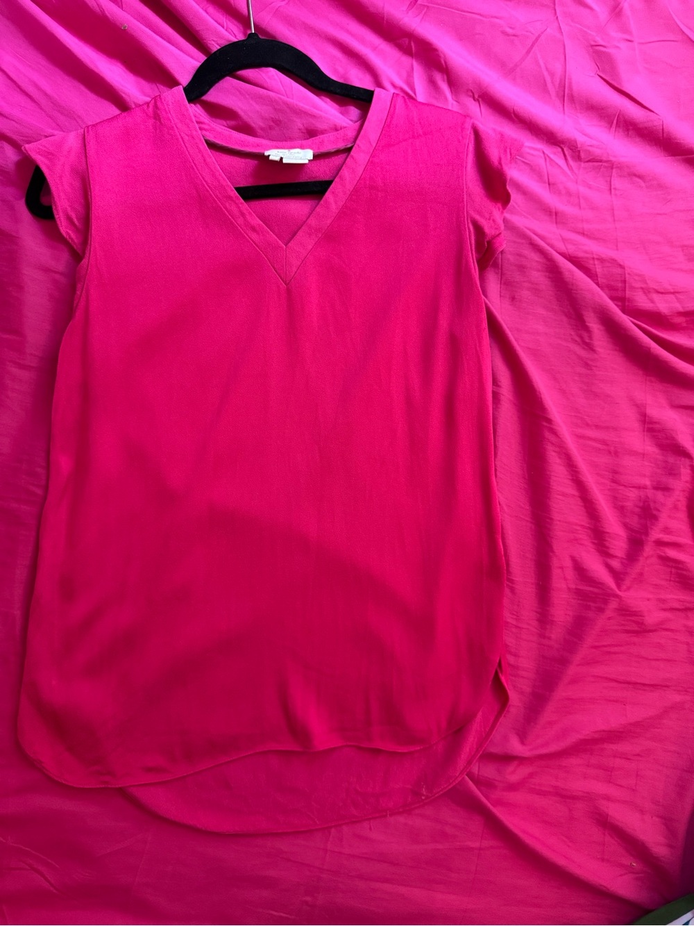 kate spade Sleeveless V-Neck Blouse in Hot Pink